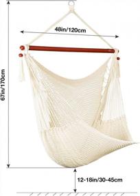 img 3 attached to Greenstell 360° Rotating Hammock Chair With Swivel And Hanging Kit, Handmade Woven Hanging Chair For Indoor/Outdoor Comfort And Durability (48 Inch Cream)