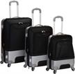 travel in style and convenience with the rockland rome hybrid spinner luggage set - black, 3-piece (20/24/28) logo