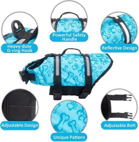 img 1 attached to 🐶 Adjustable Dog Life Jacket with Reflective Stripes and Rescue Handle - Pet Swim Vest for Small Medium Large Dogs