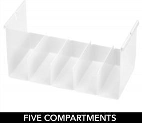 img 1 attached to MDesign White Hanging Closet Organizer Tray With 5 Compartments For Sunglasses, Wallets, Clutch Purses, And Accessories, Grypp Collection - Space-Saving Divider Hangs Below Shelving