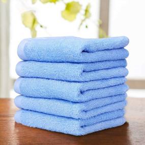 img 2 attached to Yoofoss Luxury Bamboo Washcloths Towel Set 10 Pack Baby Wash Cloth For Bathroom-Hotel-Spa-Kitchen Multi-Purpose Fingertip Towels And Face Cloths 10'' X 10'' - Blue