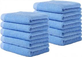 img 4 attached to Yoofoss Luxury Bamboo Washcloths Towel Set 10 Pack Baby Wash Cloth For Bathroom-Hotel-Spa-Kitchen Multi-Purpose Fingertip Towels And Face Cloths 10'' X 10'' - Blue