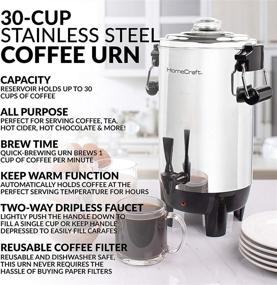 img 3 attached to Stainless Steel 30-Cup Automatic Coffee Urn With Quick-Brewing 1000-Watt Power - HomeCraft CU30SS