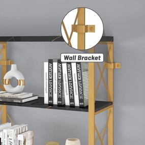 img 1 attached to 6-Tier 80.7” H Industrial Bookshelf - Double Wide Metal Frame Display Shelves By HOMYSHOPY (Gold & Black)