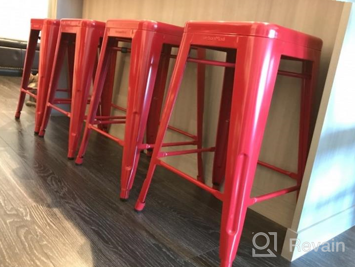 img 1 attached to UrbanMod 24 Inch Metal Barstool Set Of 4 – Counter Height Backless Stools For Kitchen Island, Breakfast, Outdoors, Pubs, Restaurants, Homes & Patios – Stackable Heavy Duty Modern Industrial Red review by Kelz Dixon