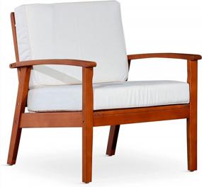 img 4 attached to Relax In Style With DTY Outdoor Living Longs Peak Deep Seat Eucalyptus Chair - Natural Oil Finish And Cream Cushions