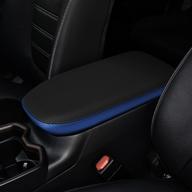 intget center console armrest cover for toyota rav4 accessories 2022 2021 2020 2019 leather middle console lid cover pad protector elbow arm rest covering car for rav-4 (black with blue) логотип