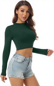 img 3 attached to Stay Chic And Comfy In AUHEGN'S Women'S Mock Turtleneck Crop Tops - Perfect Base Layer Shirts For Any Outfit!