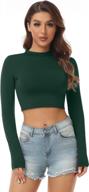 stay chic and comfy in auhegn's women's mock turtleneck crop tops - perfect base layer shirts for any outfit! logo