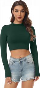 img 4 attached to Stay Chic And Comfy In AUHEGN'S Women'S Mock Turtleneck Crop Tops - Perfect Base Layer Shirts For Any Outfit!