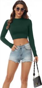 img 1 attached to Stay Chic And Comfy In AUHEGN'S Women'S Mock Turtleneck Crop Tops - Perfect Base Layer Shirts For Any Outfit!