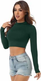 img 2 attached to Stay Chic And Comfy In AUHEGN'S Women'S Mock Turtleneck Crop Tops - Perfect Base Layer Shirts For Any Outfit!