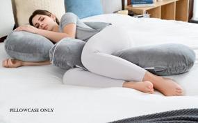img 1 attached to Grey Velvet L-Shaped Full Body Pregnancy Pillow Cover For Pregnant Women By INSEN