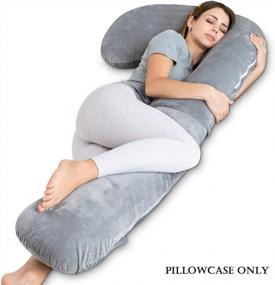 img 2 attached to Grey Velvet L-Shaped Full Body Pregnancy Pillow Cover For Pregnant Women By INSEN