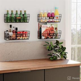 img 3 attached to 🧺 Wall35 Macon Wall-Mounted Metal Wire Baskets for Kitchen Storage and Organization, Set of 4 Black Hanging Fruit Baskets