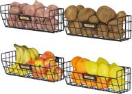 🧺 wall35 macon wall-mounted metal wire baskets for kitchen storage and organization, set of 4 black hanging fruit baskets логотип