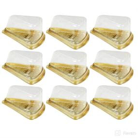 img 2 attached to Pack of 100 Gold Slice Boxes for Cakes, Plastic Containers Ideal for Cakes under 4-1/4'' x 3'' x 2-1/4''