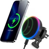 🧲 magnetic wireless car charger with cooling fan | automatic phone alignment | compatible with magsafe car mount charger | iphone 13/12 series and magnetic case compatible logo