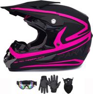 🏍️ superior safety: dot approved anti-collision dirt bike helmet set with trendy skull design, complete with atv mask, goggles, and gloves! logo