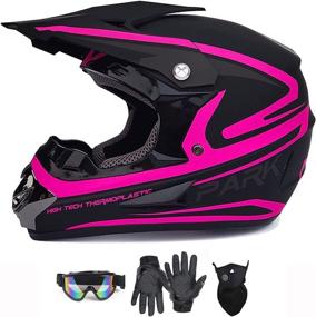 img 4 attached to 🏍️ Superior Safety: DOT Approved Anti-Collision Dirt Bike Helmet Set with Trendy Skull Design, Complete with ATV Mask, Goggles, and Gloves!