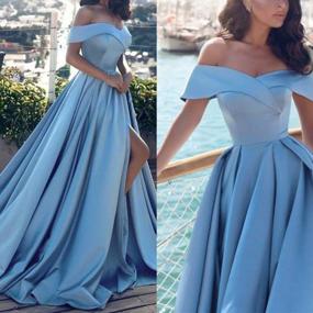 img 2 attached to Off The Shoulder Satin Split Prom Dress - Perfect For Formal Evening Events!