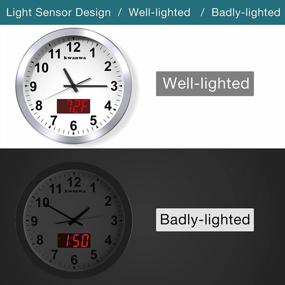 img 2 attached to 12" Metal Quartz LED Wall Clock W/ Light Sensor, Adjustable Brightness & Silent Sweep Second Hand