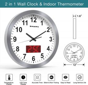 img 3 attached to 12" Metal Quartz LED Wall Clock W/ Light Sensor, Adjustable Brightness & Silent Sweep Second Hand