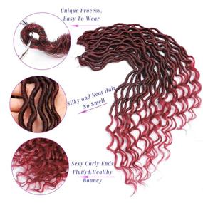 img 3 attached to Karida 6Pcs/Lot Curly Faux Locs Crochet Hair Deep Wave Braiding Hair With Curly Ends Crochet Goddess Locs Synthetic Braids Hair Extensions (18Inch, T1B/Bug)