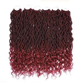 img 2 attached to Karida 6Pcs/Lot Curly Faux Locs Crochet Hair Deep Wave Braiding Hair With Curly Ends Crochet Goddess Locs Synthetic Braids Hair Extensions (18Inch, T1B/Bug)