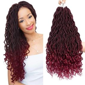 img 4 attached to Karida 6Pcs/Lot Curly Faux Locs Crochet Hair Deep Wave Braiding Hair With Curly Ends Crochet Goddess Locs Synthetic Braids Hair Extensions (18Inch, T1B/Bug)