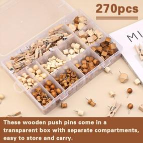 img 3 attached to Decorate In Style With 270 Pcs Wooden Push Pins - 7 Types And 2 Colors For Organization And Crafting!