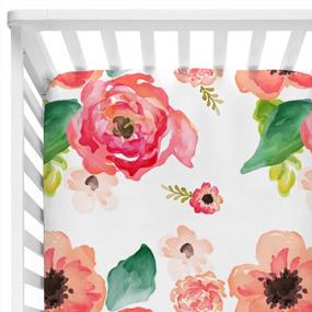 img 3 attached to Baby Floral Fitted Crib Sheet For Boy And Girl Toddler Bed Mattresses Fits Standard Crib Mattress 28X52" (Coral)