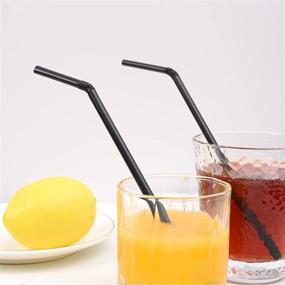 img 1 attached to 🥤 YAOSHENG [200 Pack] Flexible Black Plastic Straws for Drinking 8.2" - Ideal for Birthday Parties, Pool Parties, Summer BBQs, Home, Office, Shop, Restaurant, Takeout