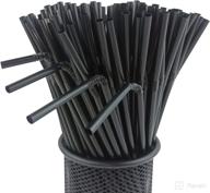 🥤 yaosheng [200 pack] flexible black plastic straws for drinking 8.2" - ideal for birthday parties, pool parties, summer bbqs, home, office, shop, restaurant, takeout logo