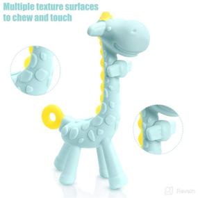 img 1 attached to 🦒 SHARE&amp;CARE BPA Free 2 Silicone Giraffe Baby Teether Toy with Storage Case: Soothing Sore Gums, Pain Relief, and Baby Shower Gift – Set of 2 Different Teething Toys (Blue)