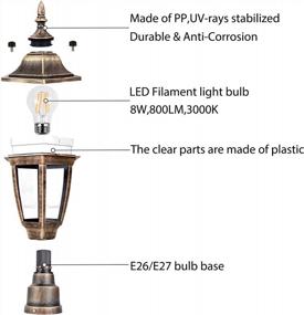 img 2 attached to 🏮 Set of 2 Electric Exterior Lamp Post Lights - FUDESY Outdoor Post Lights with Pier Mount Base, LED Bulbs included – Anti Corrosion Bronze Pole Lanterns for Garden, Patio, Pathway