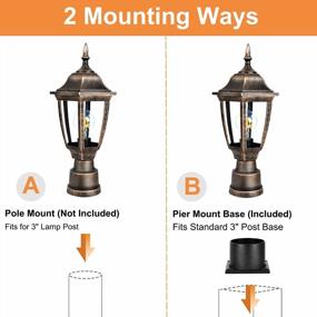 img 1 attached to 🏮 Set of 2 Electric Exterior Lamp Post Lights - FUDESY Outdoor Post Lights with Pier Mount Base, LED Bulbs included – Anti Corrosion Bronze Pole Lanterns for Garden, Patio, Pathway