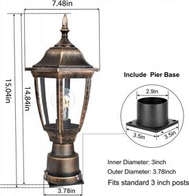 img 3 attached to 🏮 Set of 2 Electric Exterior Lamp Post Lights - FUDESY Outdoor Post Lights with Pier Mount Base, LED Bulbs included – Anti Corrosion Bronze Pole Lanterns for Garden, Patio, Pathway
