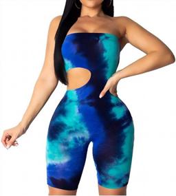 img 4 attached to Women'S Sexy Tube Rompers Bodycon Backless Colorful Club Jumpsuits