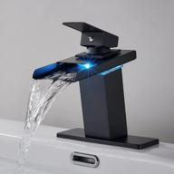 black led bathroom sink faucet, waterfall design with steel spout, single hole or 3 hole installation, centerset at 4 inches - perfect for modern bathrooms логотип