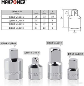 img 2 attached to MAXPOWER 4-Piece Socket Adapter Set: 1/4" x 3/8", 3/8" x 1/4", 3/8" x 1/2", 1/2" x 3/8" - Superior Socket Adapters for Versatile Connectivity