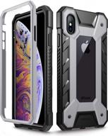 poetic journeyman iphone xs max case with 360 degree protection, built-in screen protector, and full-body rugged heavy duty design - black, perfect for apple iphone xs max 6.5" oled display logo