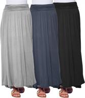 женская макси-юбка isaac liev – комплект из 3 струящихся длинных юбок с высокой талией и рюшами на эластичном поясе, сделанных в сша логотип