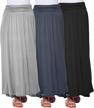 isaac liev women's maxi skirt – 3 pack high waisted ruched fold over elastic waistband flowy long length skirts made in usa logo
