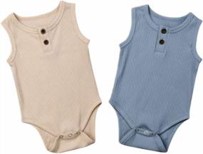 img 2 attached to Kuriozud Solid Button-Up Romper For Newborn Infant - Unisex Baby One Piece Jumpsuit Outfit For Boys And Girls