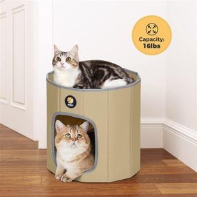 img 1 attached to 🐱 Foldable Veehoo Cat Bed House: Cozy Indoor Shelter for Kittens, with Removable Cushioned Pad - Soft Pet Cube Cat Hut Cat Cave