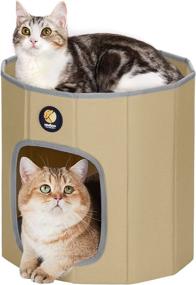 img 4 attached to 🐱 Foldable Veehoo Cat Bed House: Cozy Indoor Shelter for Kittens, with Removable Cushioned Pad - Soft Pet Cube Cat Hut Cat Cave
