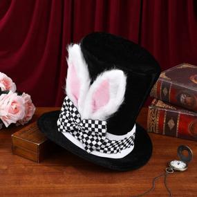 img 3 attached to Получите удовольствие с цилиндром Garneck White Rabbit с кроличьими ушками и оттенком черного для идеального аксессуара Mad Hatter!