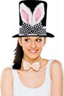 получите удовольствие с цилиндром garneck white rabbit с кроличьими ушками и оттенком черного для идеального аксессуара mad hatter! логотип