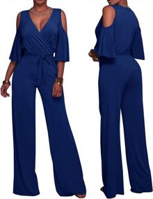 img 2 attached to HannahZone Women'S Sexy Sparkly Jumpsuits Clubwear Long Sleeve Elegant Party Rompers High Waisted Wide Leg Pants Outfits